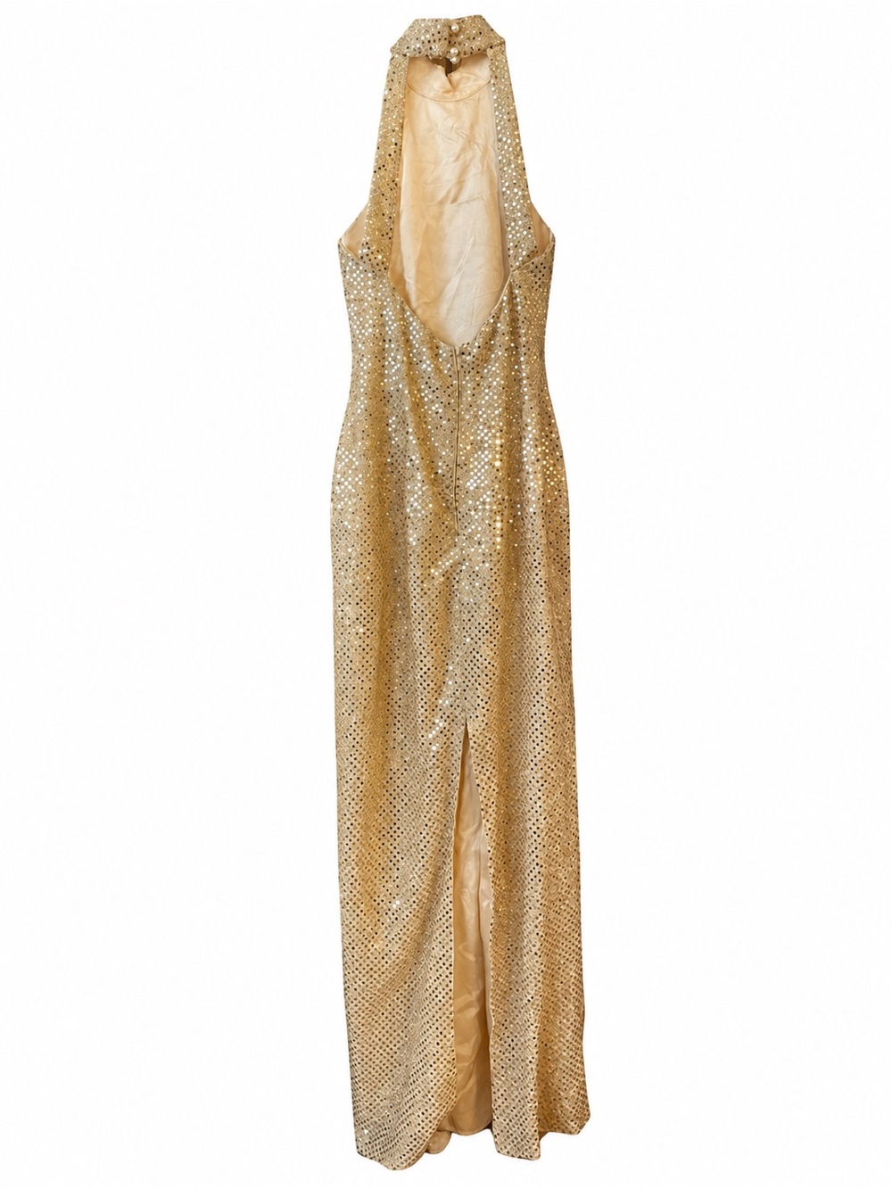 Vintage Roberto Cavalli Gold Sequin Maxi Halter Gown Prom. Marilyn Monroe vibes - Picture 2 of 6